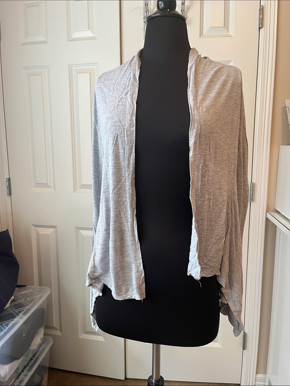 Light Gray Open-Front Women's Cardigan Sweater